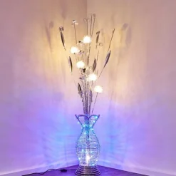 hofstein Lampadaire Holar LED Chrome, 6 lumières, Changeur de couleurs