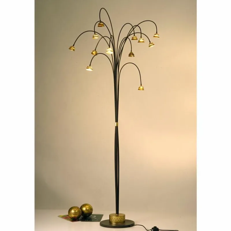 Lampes Dorées-Luminaires Holländer Lampadaire Holländer SNAIL TWO Brun, Or, Noir, 12 lumières