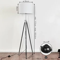 Lampes En Tissu-hofstein Lampadaire Honoa Chrome, Noir, 1 lumière