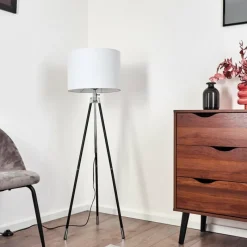 Lampes En Tissu-hofstein Lampadaire Honoa Chrome, Noir, 1 lumière