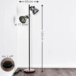 Lampes Vintages & Rétros-hofstein Lampadaire Hora Noir, 2 lumières