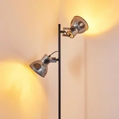 Lampes Vintages & Rétros-hofstein Lampadaire Hora Noir, 2 lumières