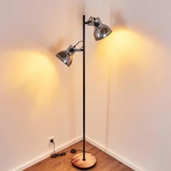 Lampes Vintages & Rétros-hofstein Lampadaire Hora Noir, 2 lumières