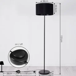 Lampes En Tissu-hofstein Lampadaire Huarate Noir, 1 lumière