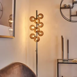 Suspension Verre Fumé-hofstein Lampadaire Hyco Chrome, 9 lumières