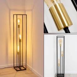 Lampes Dorées-hofstein Lampadaire Ibusuki Or, Laiton, Noir, 3 lumières