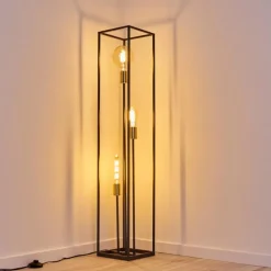 Lampes Dorées-hofstein Lampadaire Ibusuki Or, Laiton, Noir, 3 lumières