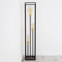 Lampes Dorées-hofstein Lampadaire Ibusuki Or, Laiton, Noir, 3 lumières