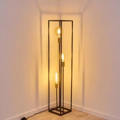 Lampes Dorées-hofstein Lampadaire Ibusuki Or, Laiton, Noir, 3 lumières