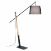 Lampes En Tissu-Luminaires Ideallux Lampadaire Ideallux EMINENT Bois foncé, Noir, 1 lumière