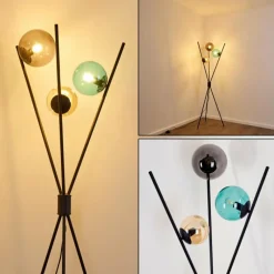 hofstein Lampadaire Iroquois Multicolore, Noir, 3 lumières