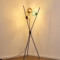 hofstein Lampadaire Iroquois Multicolore, Noir, 3 lumières