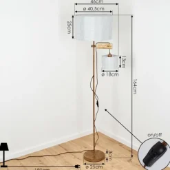 Lampes En Tissu-hofstein Lampadaire Jagualito Écru, Rouille, 2 lumières