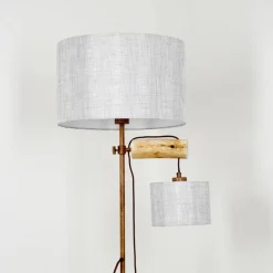 Lampes En Tissu-hofstein Lampadaire Jagualito Écru, Rouille, 2 lumières
