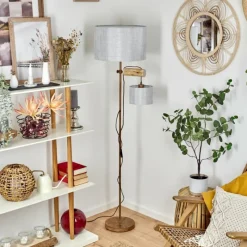 Lampes En Tissu-hofstein Lampadaire Jagualito Écru, Rouille, 2 lumières