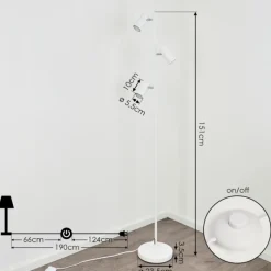 hofstein Lampadaire Javel Chrome, Blanc, 3 lumières