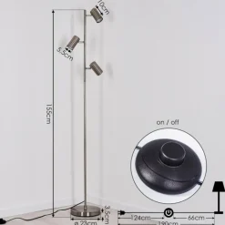 Luminaires Scandinaves-hofstein Lampadaire Javel Chrome, Nickel mat, 3 lumières