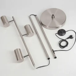 Luminaires Scandinaves-hofstein Lampadaire Javel Chrome, Nickel mat, 3 lumières