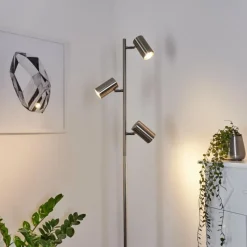 Luminaires Scandinaves-hofstein Lampadaire Javel Chrome, Nickel mat, 3 lumières