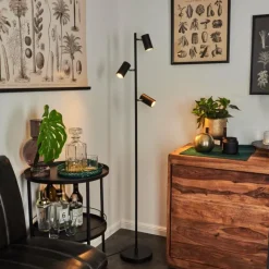 hofstein Lampadaire Javel Chrome, Noir, 3 lumières