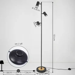 Luminaires Scandinaves-hofstein Lampadaire Javel Gris, Couleur bois, Noir, 3 lumières