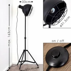 Lampes Industrielles-hofstein Lampadaire Jonsered Noir, 1 lumière