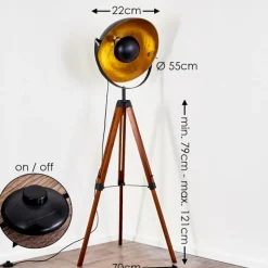 Lampes Dorées-hofstein Lampadaire Jupiter Brun, Bois foncé, Noir, 1 lumière