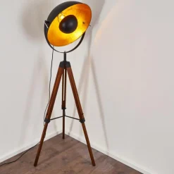 Lampes Dorées-hofstein Lampadaire Jupiter Brun, Bois foncé, Noir, 1 lumière