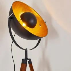 Lampes Dorées-hofstein Lampadaire Jupiter Brun, Bois foncé, Noir, 1 lumière