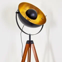 Lampes Dorées-hofstein Lampadaire Jupiter Brun, Bois foncé, Noir, 1 lumière