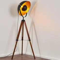 Lampes Dorées-hofstein Lampadaire Jupiter Brun, Bois foncé, Noir, 1 lumière