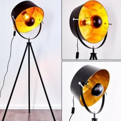 Lampes Dorées-hofstein Lampadaire Jupiter Noir doré, 1 lumière