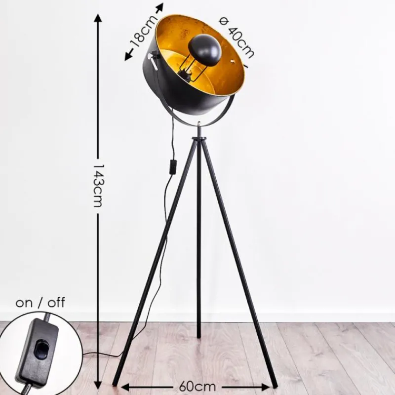 Lampes Dorées-hofstein Lampadaire Jupiter Noir doré, 1 lumière