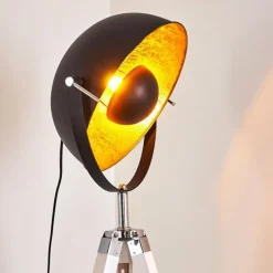 Lampes Dorées-hofstein Lampadaire Jupiter Noir doré, Blanc, 1 lumière