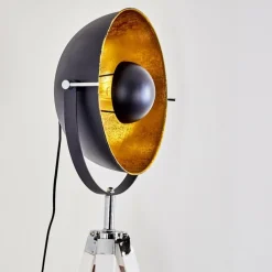 Lampes Dorées-hofstein Lampadaire Jupiter Noir doré, Blanc, 1 lumière