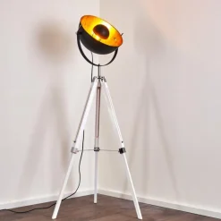 Lampes Dorées-hofstein Lampadaire Jupiter Noir doré, Blanc, 1 lumière