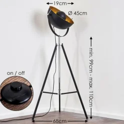 Lampes Dorées-hofstein Lampadaire Jupiter Noir doré, 1 lumière