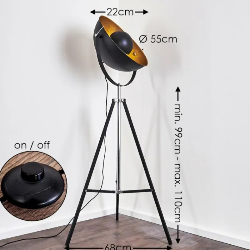 Lampes Dorées-hofstein Lampadaire Jupiter Noir doré, 1 lumière