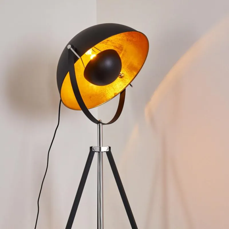 Lampes Dorées-hofstein Lampadaire Jupiter Noir doré, 1 lumière