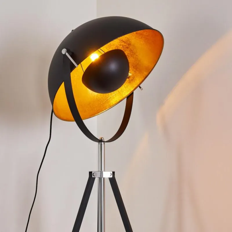 Lampes Dorées-hofstein Lampadaire Jupiter Noir doré, 1 lumière