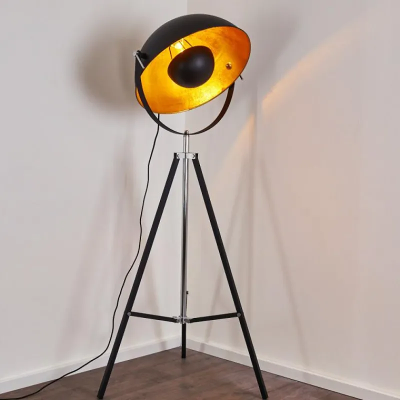 Lampes Dorées-hofstein Lampadaire Jupiter Noir doré, 1 lumière