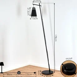 hofstein Lampadaire Juvansbo Noir, 1 lumière