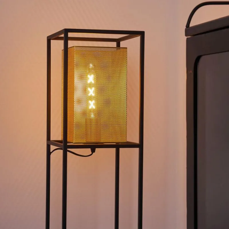 Lampes Dorées-hofstein Lampadaire Kabul Or, Noir, 1 lumière