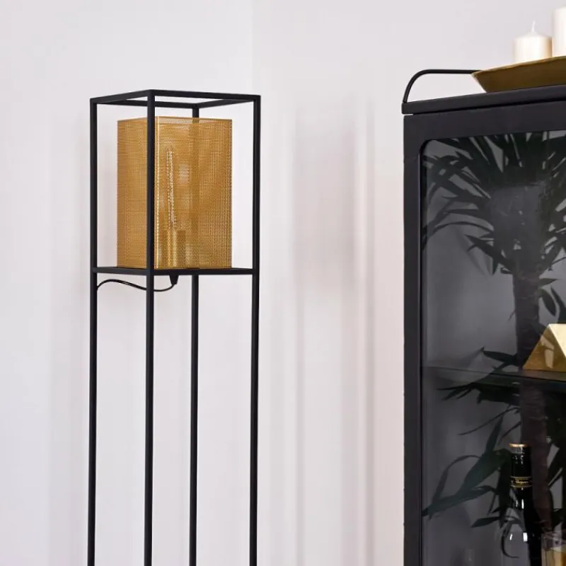 Lampes Dorées-hofstein Lampadaire Kabul Or, Noir, 1 lumière