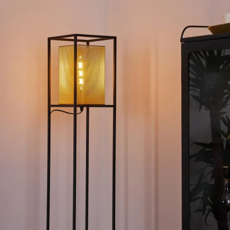 Lampes Dorées-hofstein Lampadaire Kabul Or, Noir, 1 lumière