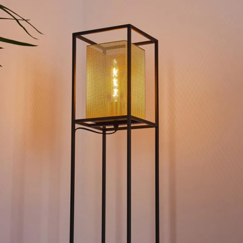 Lampes Dorées-hofstein Lampadaire Kabul Or, Noir, 1 lumière