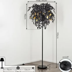 Lampes Dorées-hofstein Lampadaire Kallax Noir, 3 lumières