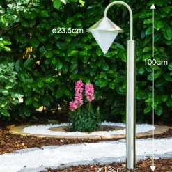 hofstein Lampadaire Kasan Acier inoxydable, Blanc, 1 lumière