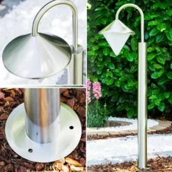 hofstein Lampadaire Kasan Acier inoxydable, Blanc, 1 lumière