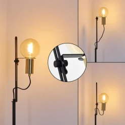 Lampes Dorées-hofstein Lampadaire Kirehito Or, Laiton, Noir, 1 lumière